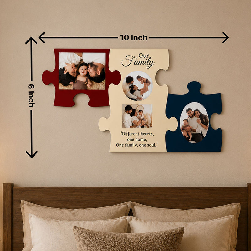 Personalized Family Puzzle Wooden Photo Frame Wall Décor | Custom Family Memory Gift for Parents, Couples & Home Decoration - 10x6" | Love Craft Gifts™