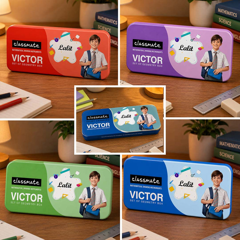 Personalized Classmate Victor Geometry Box with Name & Photo | Love Craft Gifts