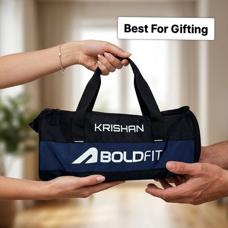Personalized Boldfit Gym Duffle Bag – Custom Name Sports Travel Bag with Shoe Compartment (20L) | Love Craft Gifts