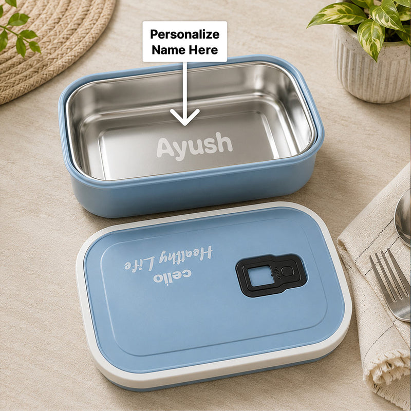 Personalized CELLO Fresh Pack 700ml Stainless Steel Insulated Lunch Box with Custom Name | Airtight Microwave Safe Tiffin Box for Kids, Office & Travel Use | Love Craft Gifts™