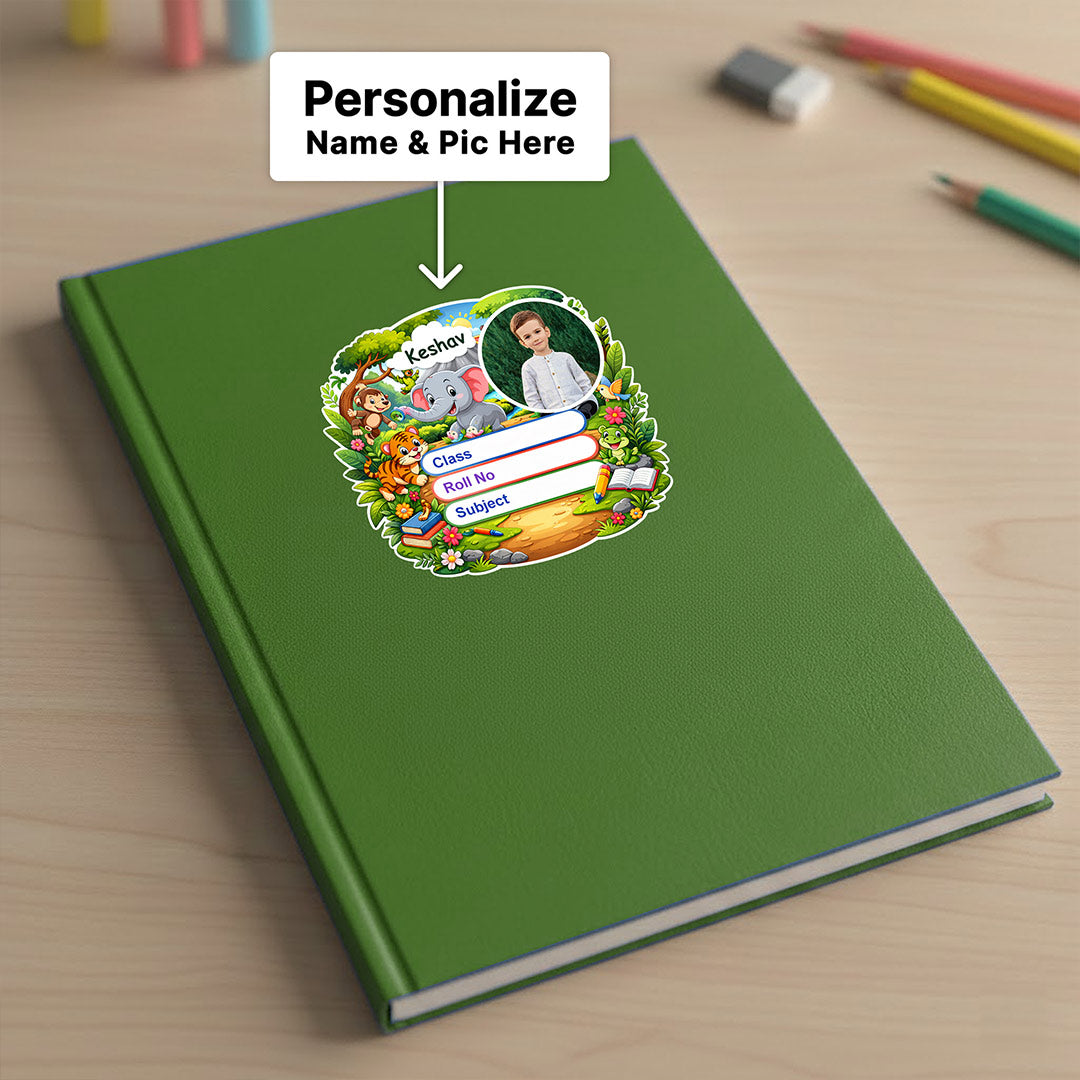 Personalized Jungle Theme Kids Name Slips (2x3 Inch, 28 Stickers) – Custom Name & Photo School Labels | Love Craft Gifts