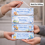 Personalized Teddy Boy Kids Room Wall Hanging (9x13 Inch) – Custom Name Wooden Decor | Love Craft Gifts