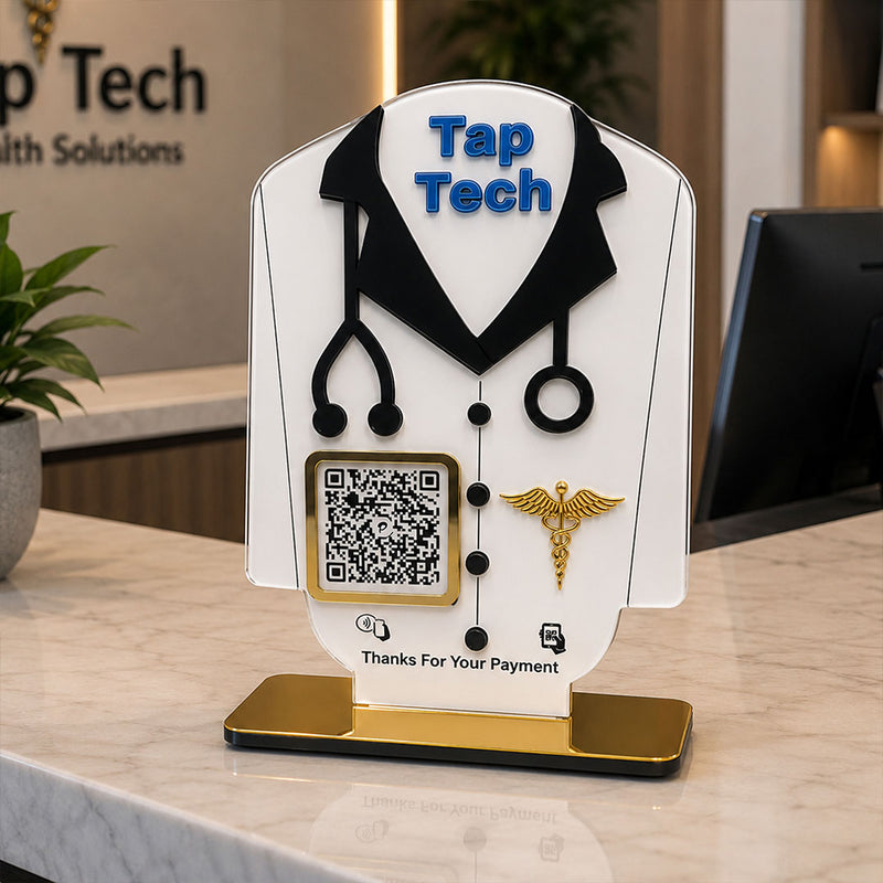 Personalized Doctor QR Code Payment Stand with Custom Logo | Professional Clinic Desk Display Gift for Doctors & Medical Clinics - 9x6" | Love Craft Gifts™