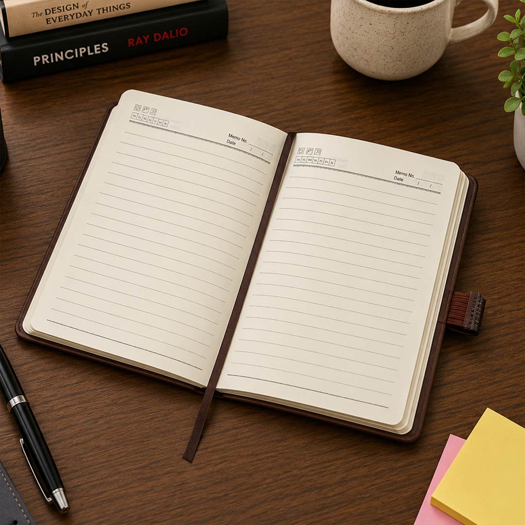 Personalized Premium A5 PU Leather Diary with Custom Name & Logo Engraving | Elegant Office Journal Gift for Men, Women & Professionals | Love Craft Gifts™