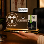 Personalized Doctor LED Visiting Card Holder with Custom Name | Professional Medical Desk Décor Gift for Doctors - 8x6" | Love Craft Gifts™