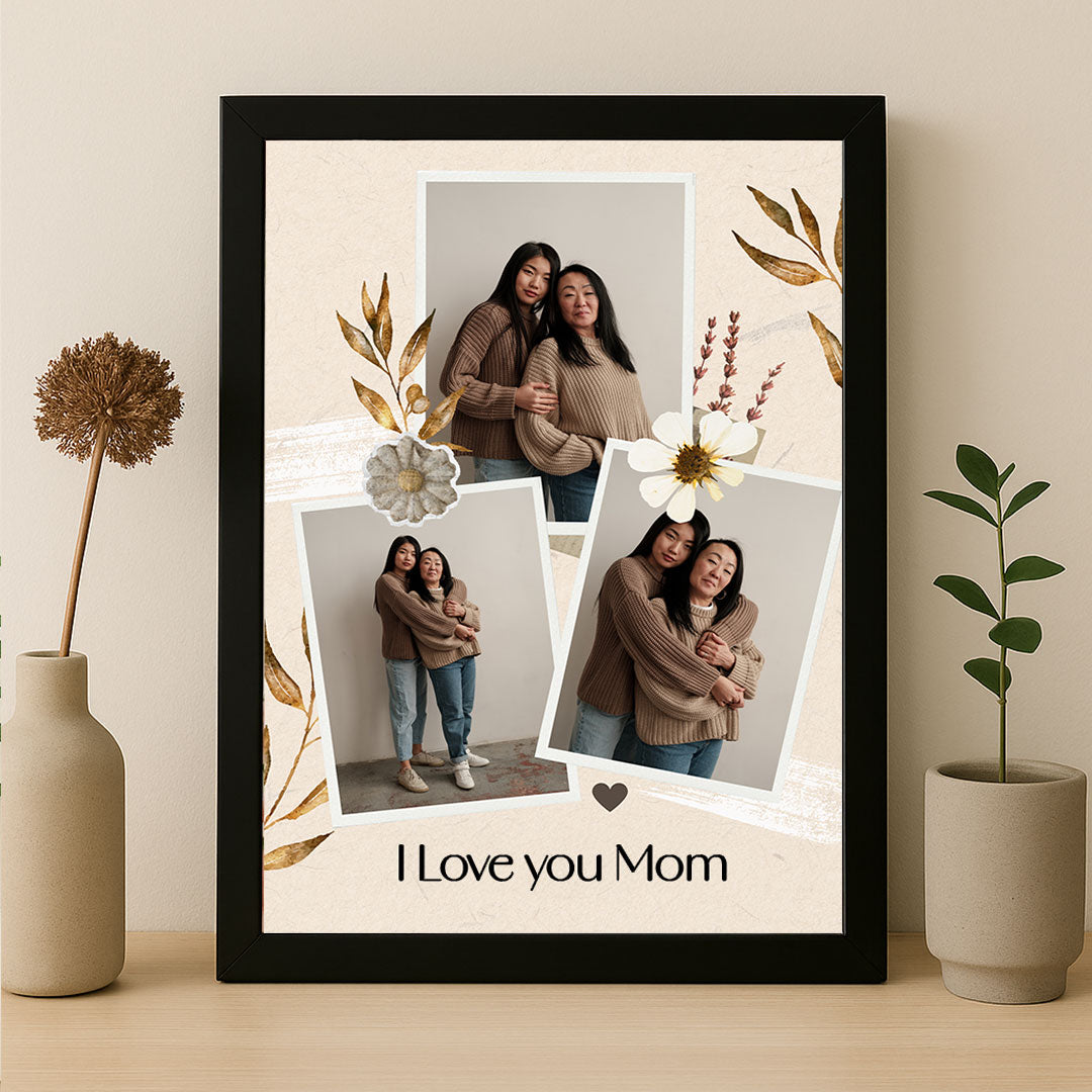Custom Mother-Daughter Photo Frame – I Love You Mom Wall Art Gift | Love Craft Gifts