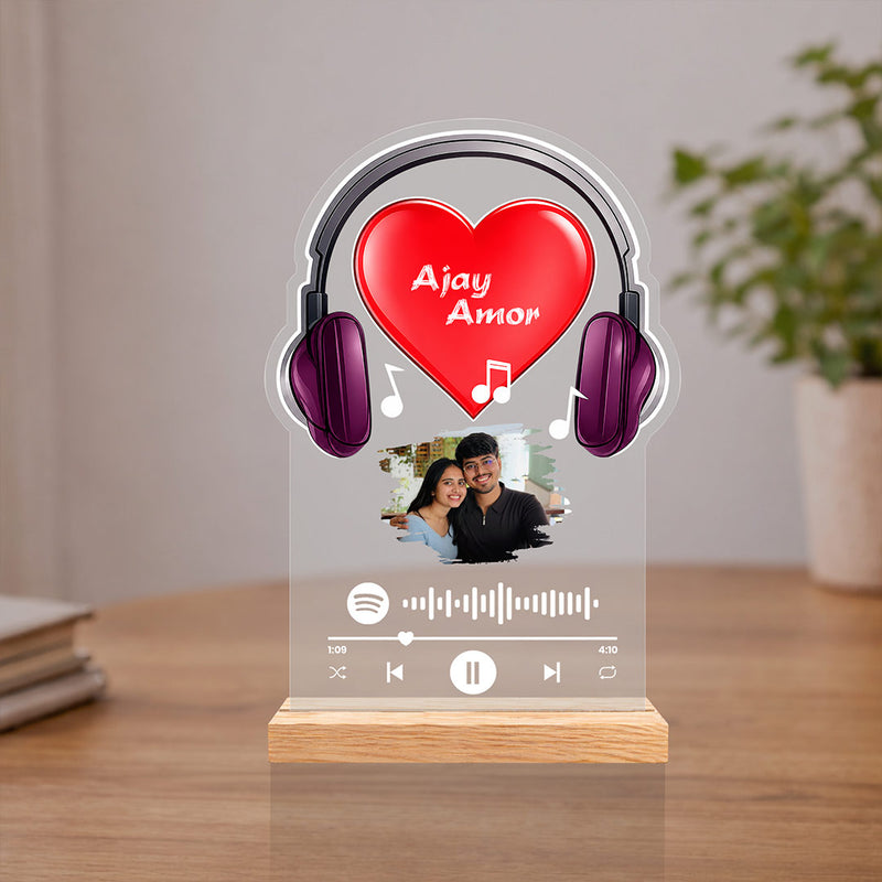 Personalized Spotify Headphone Acrylic Photo Frame 7 x 10 Inch | Gift for Boyfriend, Girlfriend, Husband & Wife