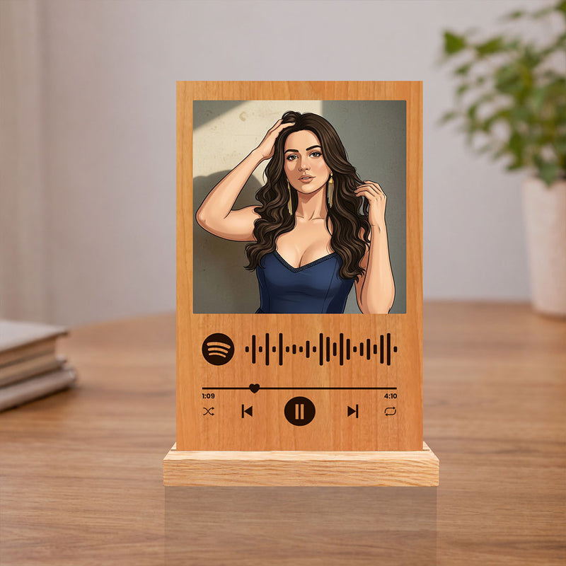 Personalized Spotify Song Wooden Photo Frame – Custom Music Plaque Table Top Gift 4x6" | Love Craft Gifts™