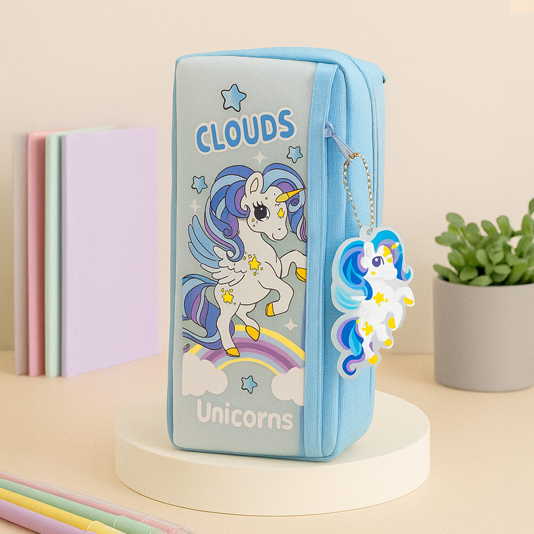 Personalized Unicorn & Solid Color Pencil Pouches – Pink & Blue | Love Craft Gifts
