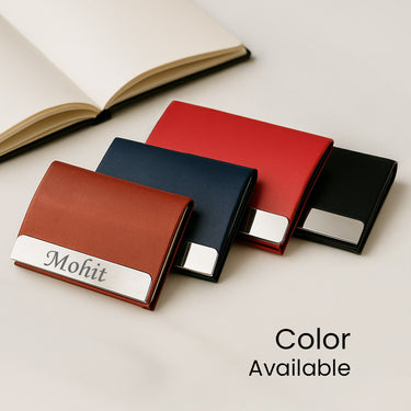 Personalized Leather Card Holder with Nameplate – Elegant Business Card Wallet | Love Craft Gifts