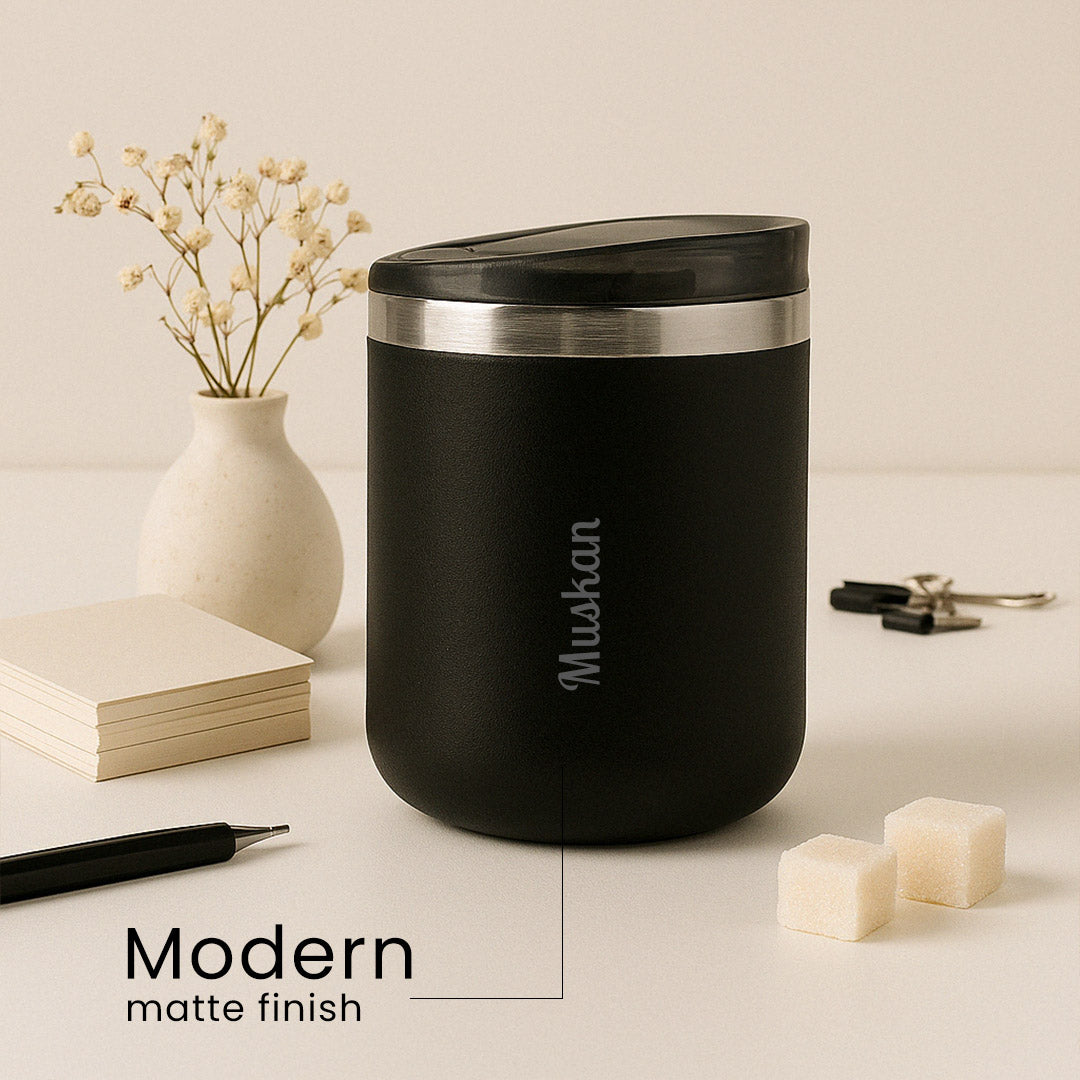 Personalized Name Double Wall Insulated Coffee Mug with Lid – 390 ML | Love Craft Gifts