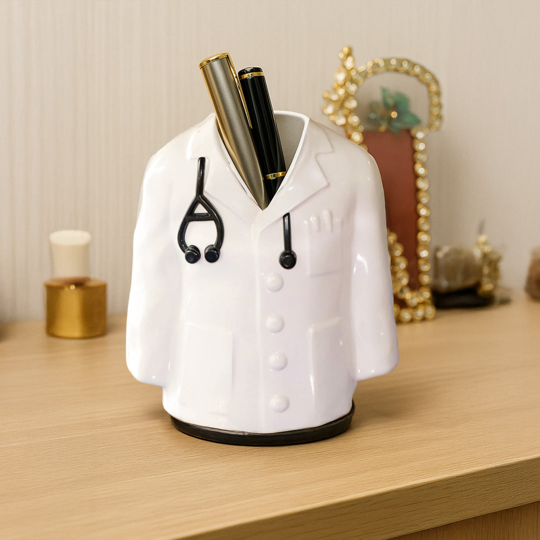 Personalized Doctor Coat Pen Stand with Name – Custom Medical Table Organizer Gift | Love Craft Gifts