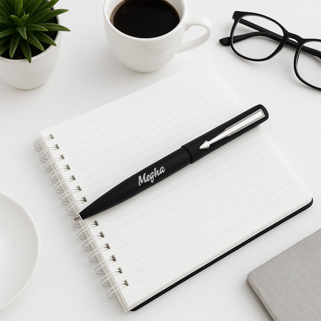 Parker Vector Matte Black Ball Pen - Personalized | Love Craft Gifts
