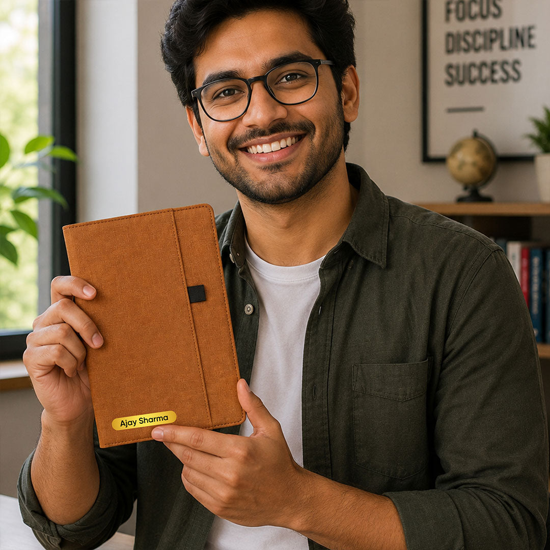 Personalized A5 PU Leather Executive Diary with Custom Name Plate | Premium Hardbound Journal Gift for Professionals, Students & Corporate Gifting - A5 | Love Craft Gifts™