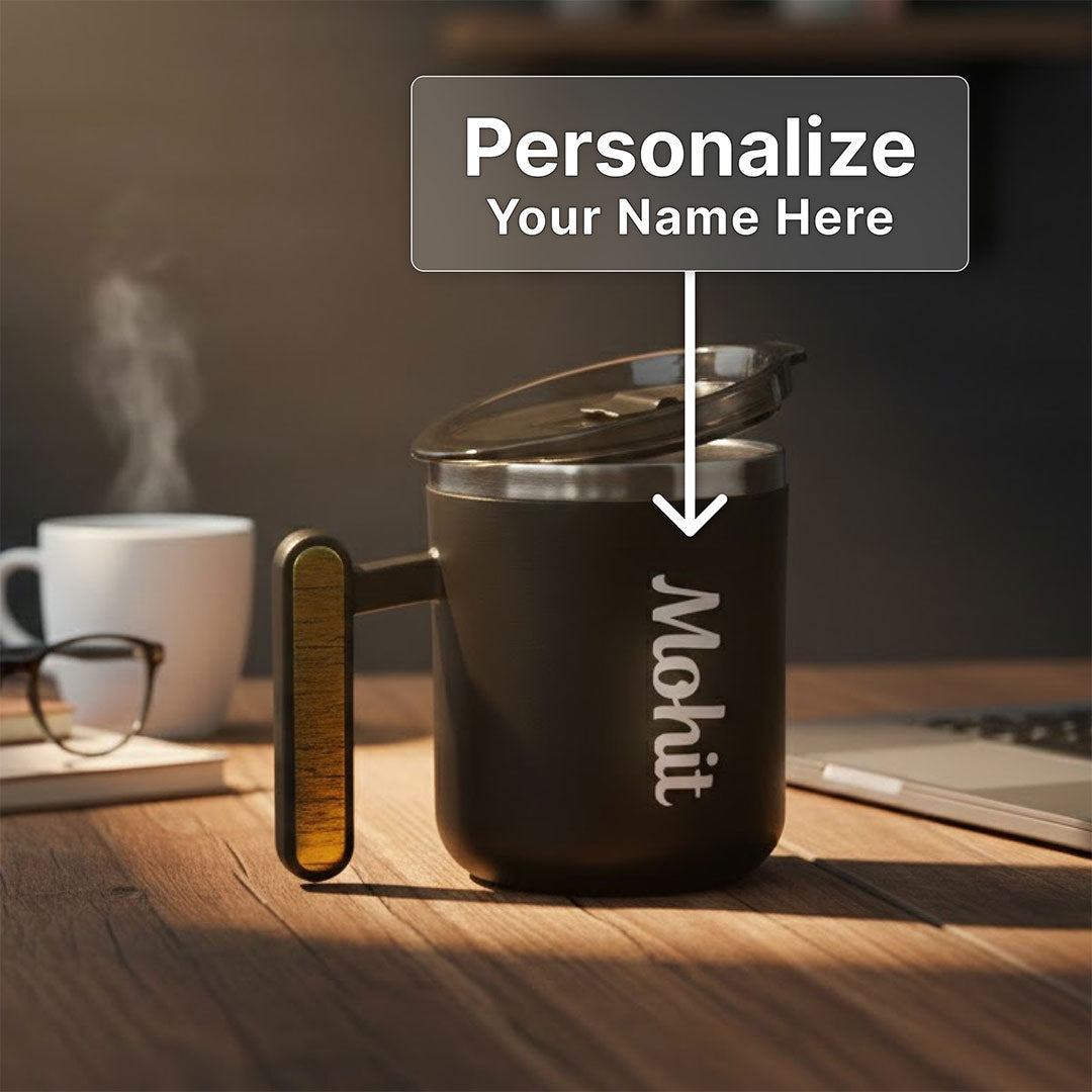 Personalized Name Double Wall Insulated Coffee Mug with Lid – 390 ML | Love Craft Gifts