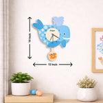 Personalized Whale Kids Wall Clock – Custom Name Cartoon Animal Wall Clock (12 × 14 Inch) | Love Craft Gifts