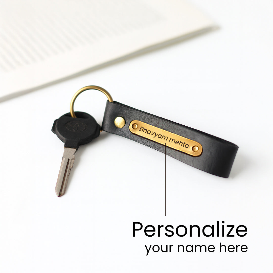 Personalized Leather Keychain with Name Plate | Love Craft Gifts