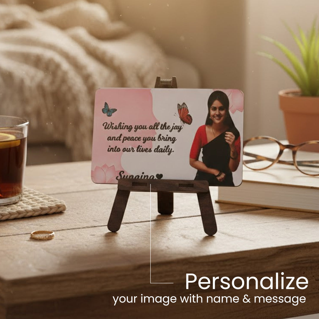 Personalized Photo & Message Mini Table Stand (7×4 Inch) | Love Craft Gifts