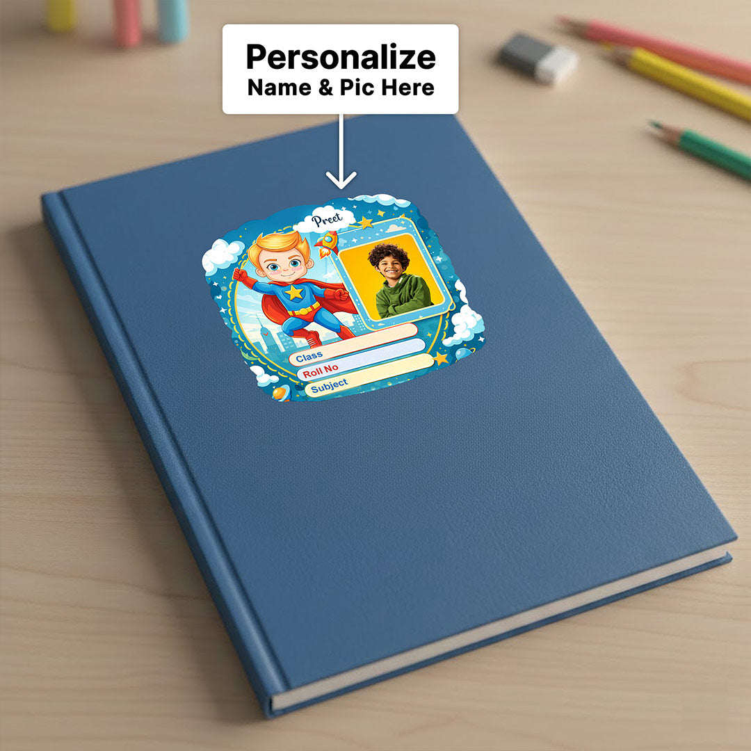 Personalized Superhero Kids Name Slips (2x3 Inch, 28 Stickers) – Custom Name & Photo School Labels | Love Craft Gifts