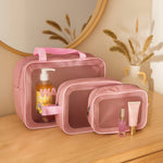 Personalized Pink Travel & Toiletry Washbag Set with Transparent Window | Love Craft Gifts