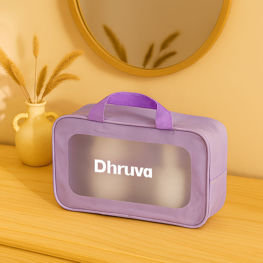 Personalized Purple Travel & Storage Bag with Transparent Window | Love Craft Gifts