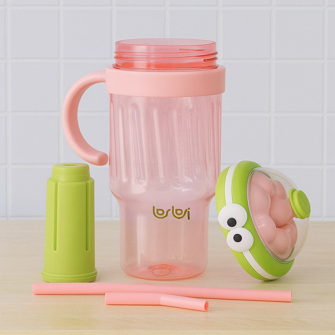 Personalized Cartoon Sipper Bottle with Straw | Custom Name for Kids | Love Craft Gifts