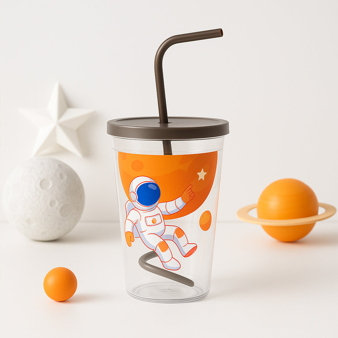 Personalized Spiral Straw Kids Sipper Cup – Colorful Print, Leakproof Lid & Name Customization | Love Craft Gifts