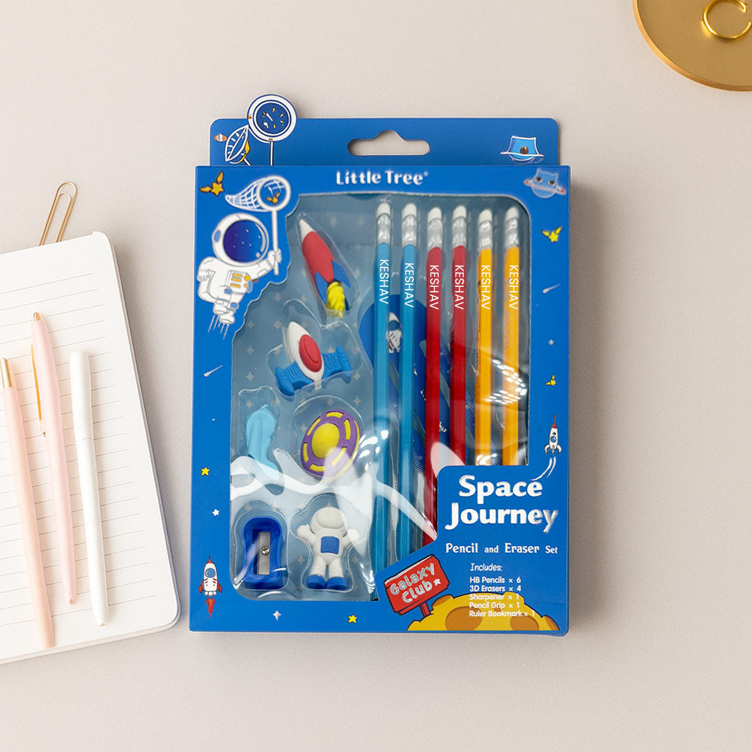 Personalized Space Journey Pencil Gift Set for Kids | Custom Name | Love Craft Gifts