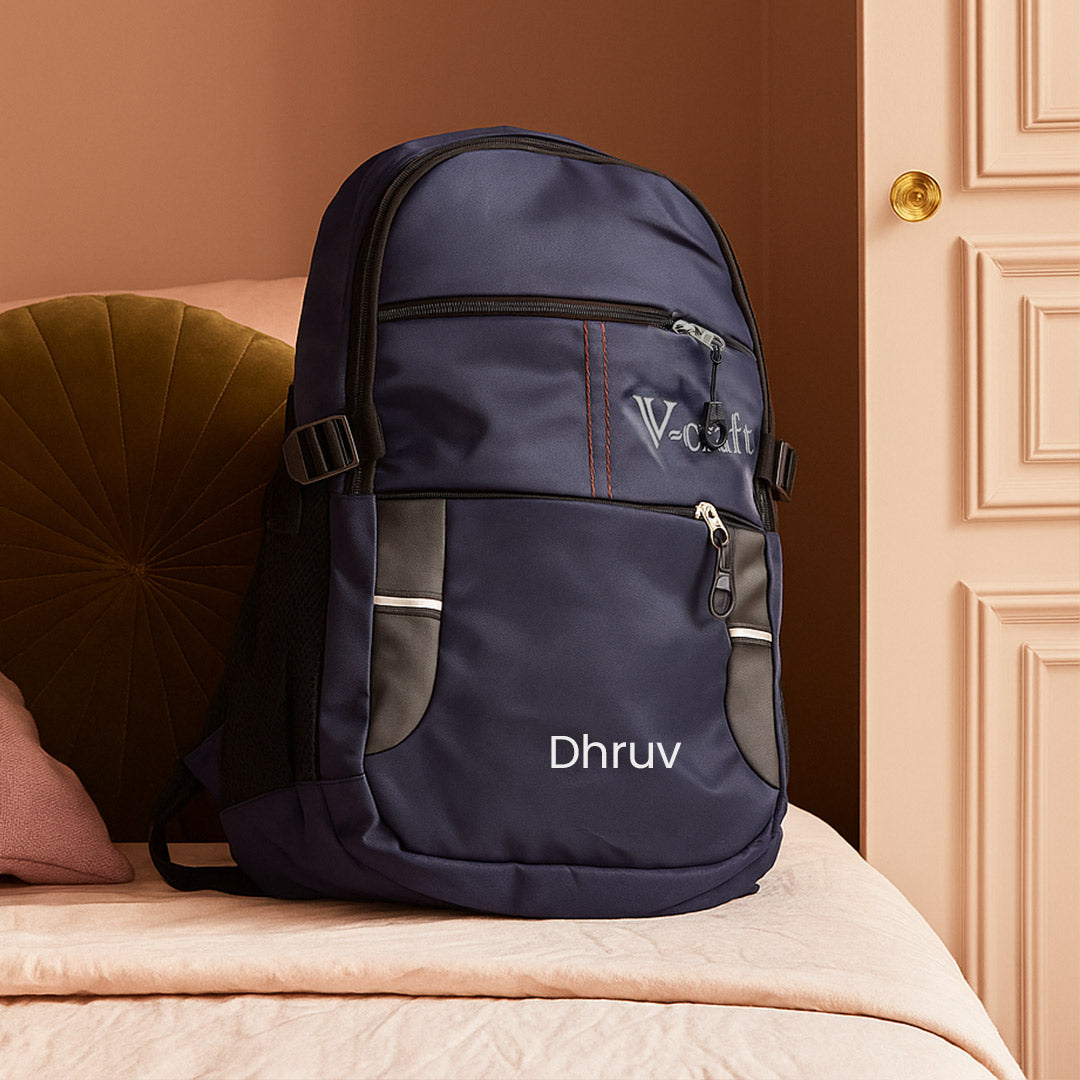 Personalized Navy Blue Backpack with Name – Lightweight Daily Use Bag for School, Travel & Work | Love Craft Gifts