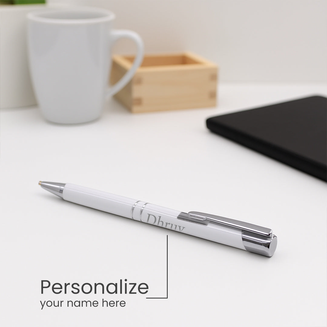 Personalized Premium White Pen with Name Engraving | Love Craft Gifts