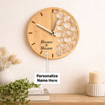 Personalized Couple Wooden Wall Clock – Custom Name Modern Designer Wall Clock (11 Inch) | Love Craft Gifts