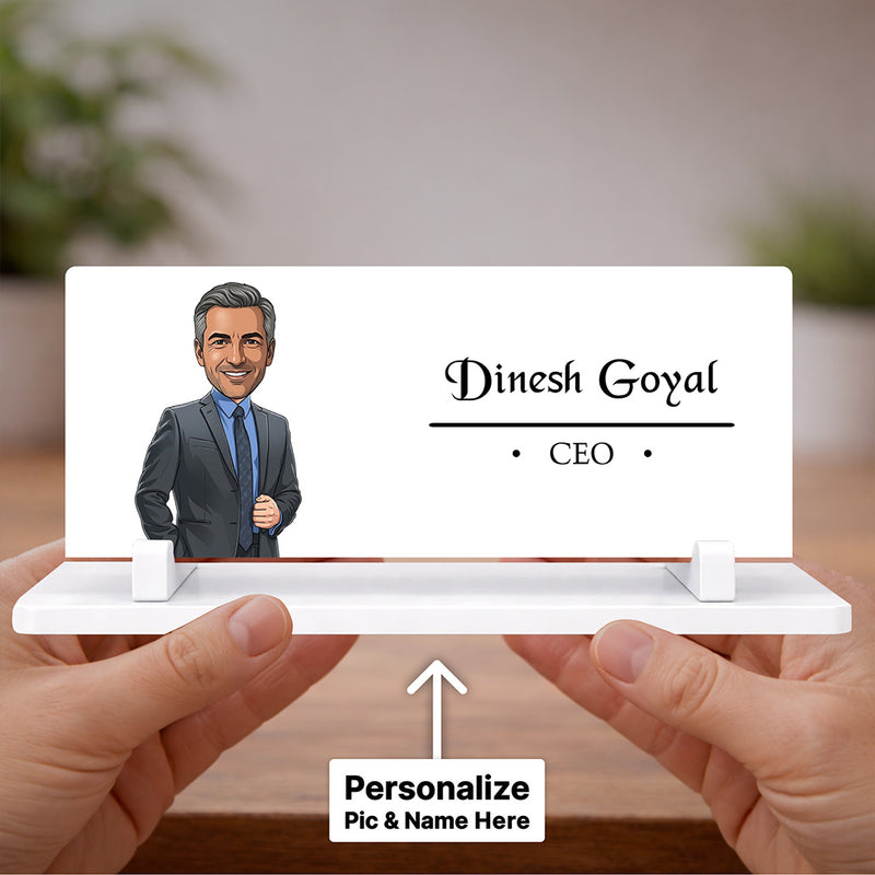 Personalized Acrylic CEO Desk Name Plate | Custom Office Table Name Sign Gift for Professionals & Business Leaders - 7x3" | Love Craft Gifts™