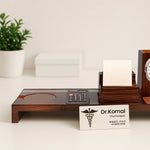 Personalized Wooden Desk Organizer Set with Clock, Calculator, Pen Stand & Accessories | Love Craft Gifts