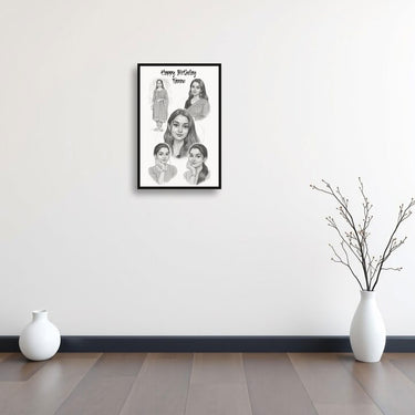 Personalized Sketch Portrait Frame – Birthday Special | Love Craft Gifts