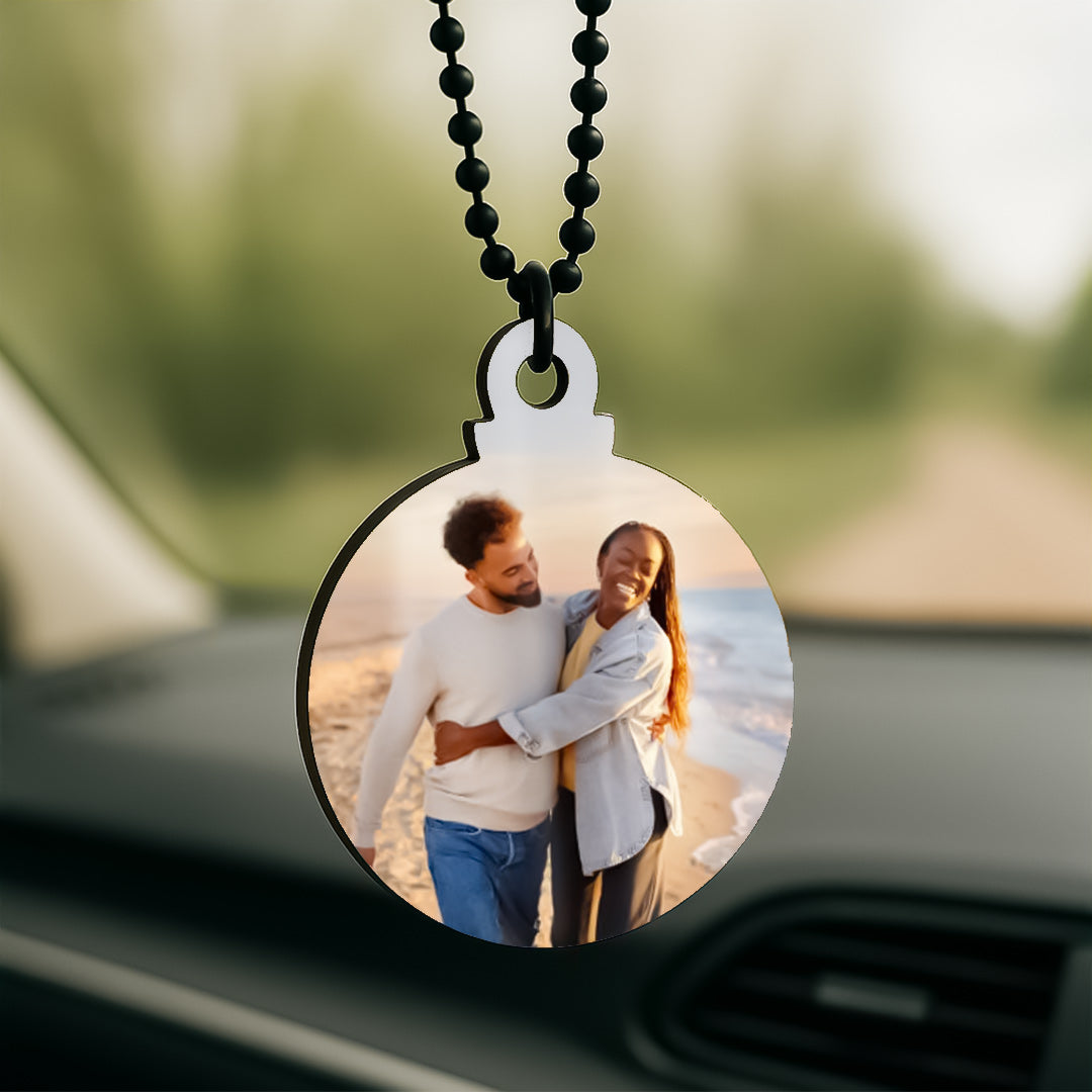 Custom Photo Car Hanger – Round Acrylic | Love Craft Gifts