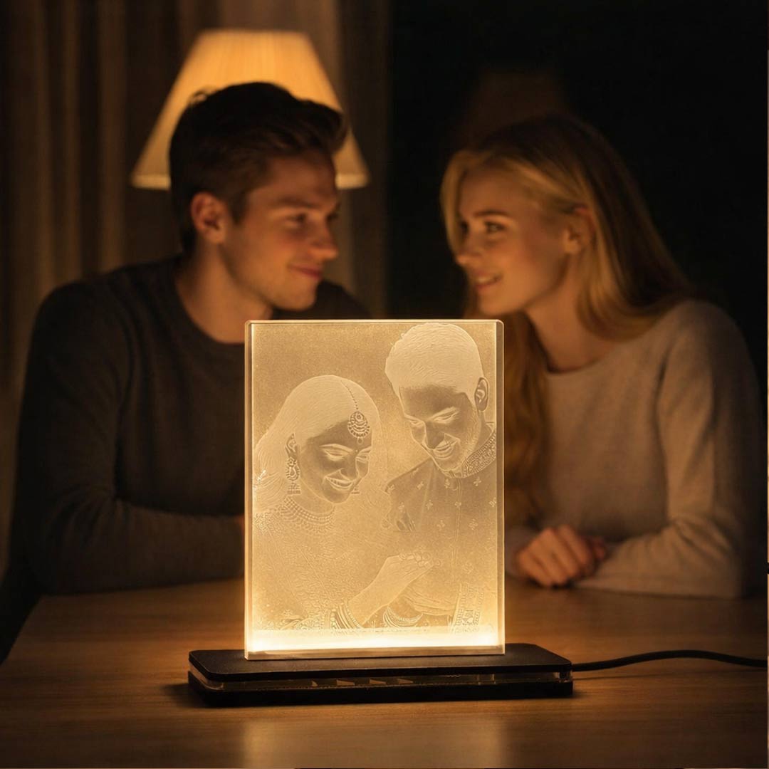 Personalized Acrylic Photo Lamp (4×6″) – Warm LED Memory Light | Love Craft Gifts