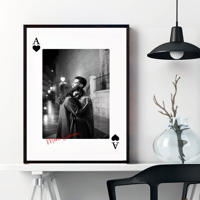 Personalized Black & White Couple Wall Frame – Ace of Spades Design 8x12 inch | Love Craft Gifts