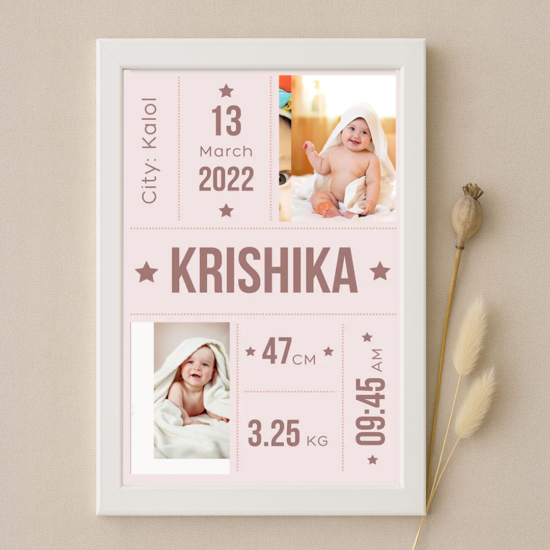 Personalized Baby Birth Stats Frame – Custom Baby Name & Details | Love Craft Gifts