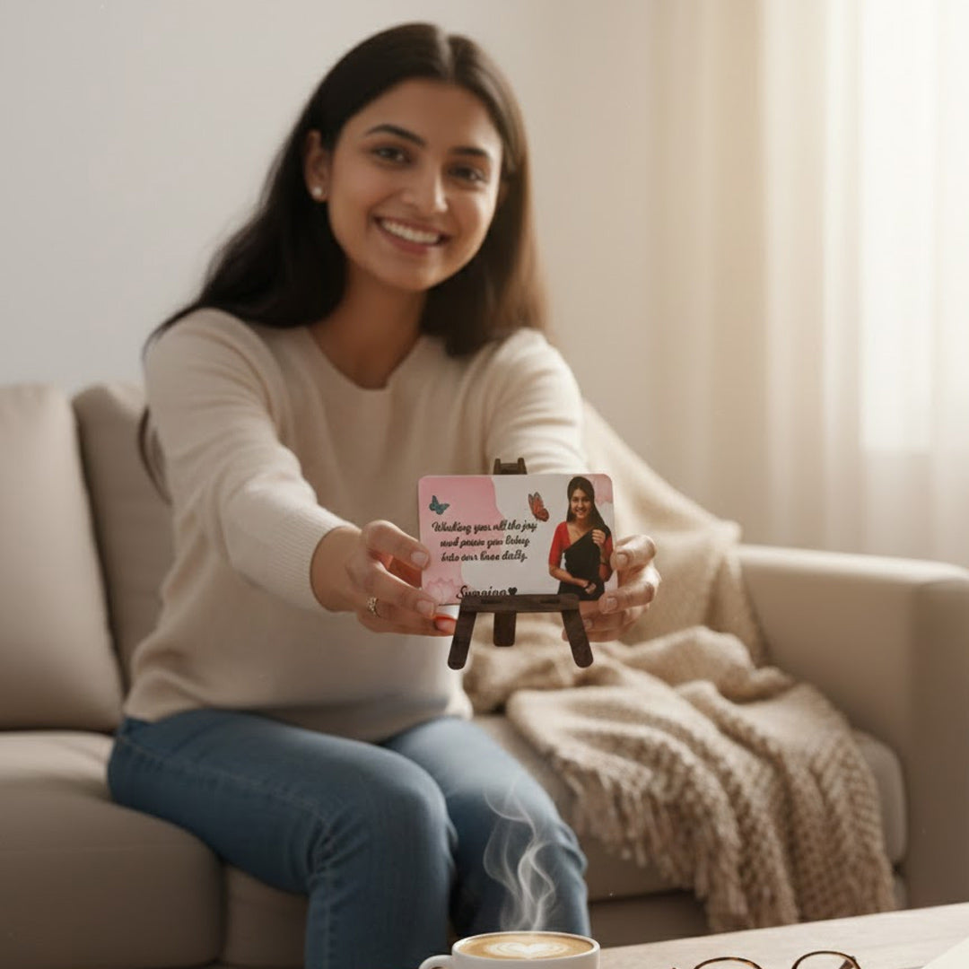Personalized Photo & Message Mini Table Stand (7×4 Inch) | Love Craft Gifts