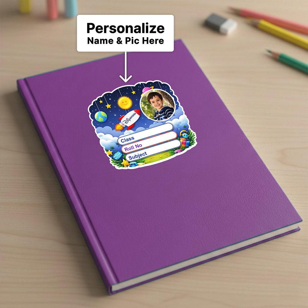 Personalized Space Rocket Theme Kids Name Slips (2x3 Inch, 28 Stickers) – Custom Name & Photo School Labels | Love Craft Gifts