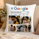 Personalized Google Search Couple Photo Cushion Cover | Custom Romantic Memory Gift for Couples, Husband & Wife - 10x10" | Love Craft Gifts™