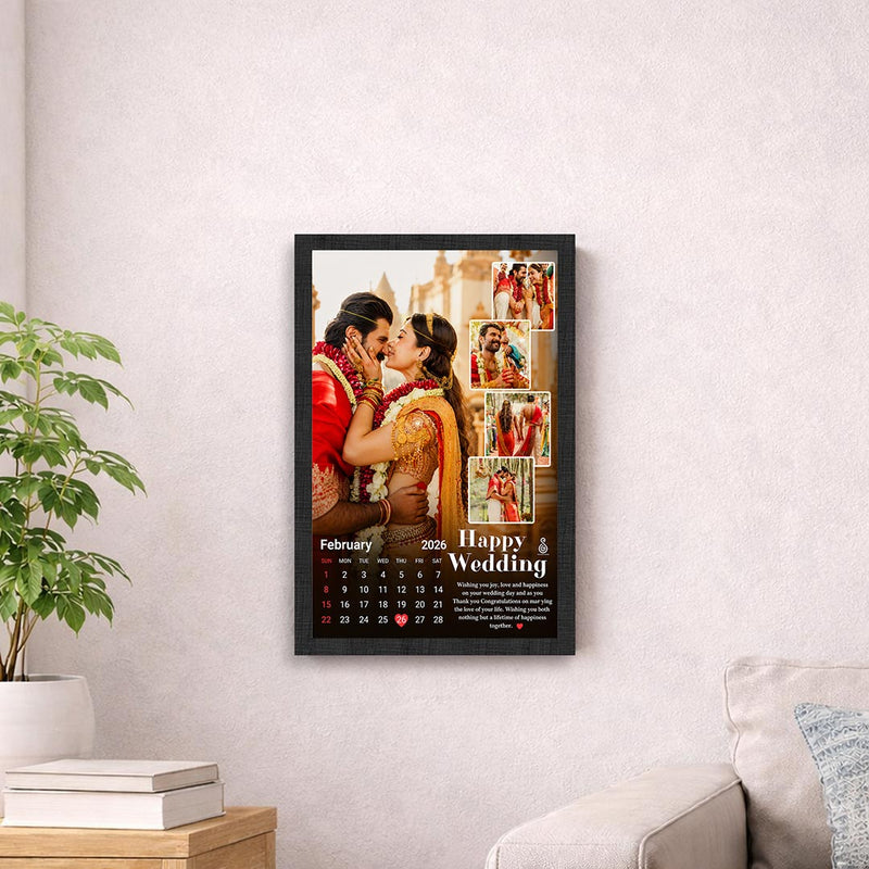 Personalized Wedding Calendar Photo Frame | Custom Couple Wedding Memory Wall Frame Gift 8x12" | Love Craft Gifts™