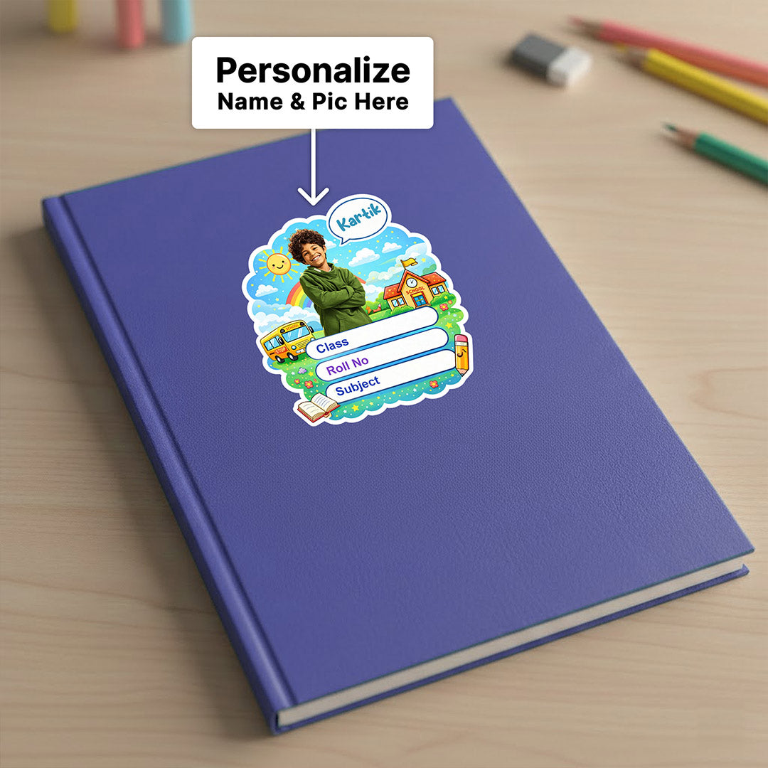 Personalized School Bus Theme Kids Name Slips (2x3 Inch, 28 Stickers) – Custom Name & Photo School Labels | Love Craft Gifts