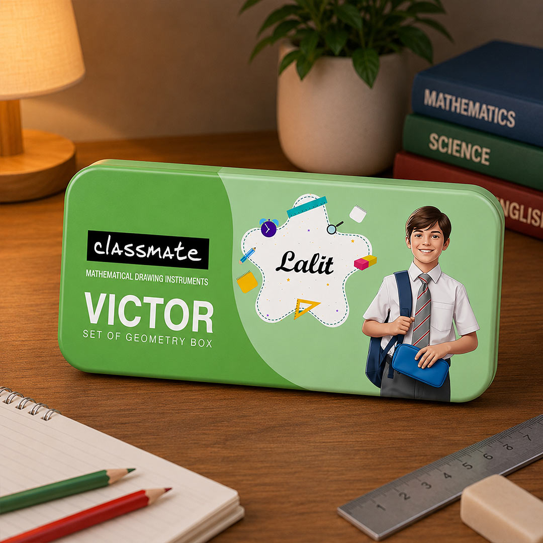 Personalized Classmate Victor Geometry Box with Name & Photo | Love Craft Gifts
