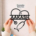 Personalized Wooden Doctor Name Wall Decor | Custom Stethoscope Name Plate Gift for Doctors, Medical Students & Clinic Décor - 11x12" | Love Craft Gifts™