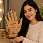 Personalized Wooden Jewellery Organizer Stand with Custom Name for Girls & Women 5x8" | Love Craft Gifts™