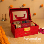Customizable Red Polka Dot Bangle Box with Lock & Name Personalization | Love Craft Gifts