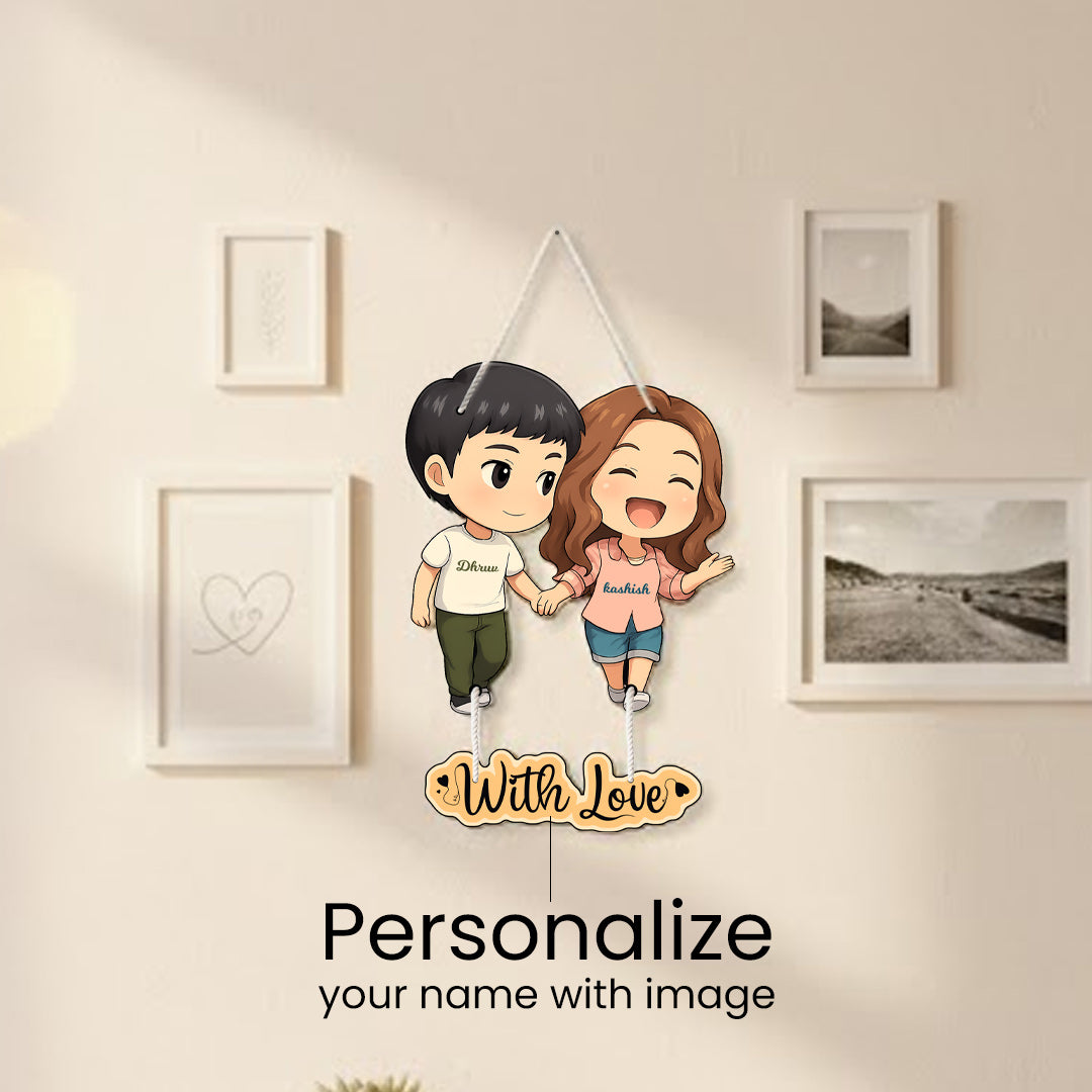 Customized Couple Cartoon Wall Hanging (11x16") | Love Craft Gifts