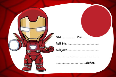 Red Avengers Cartoon  Personalised  Notebook Name Slips | 12x18" Sheet with 36 Labels