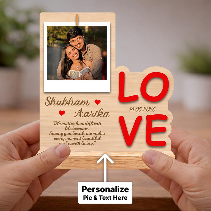 Personalized Love Wooden Table Top Frame | Romantic Keepsake Gift for Couples 6x6"